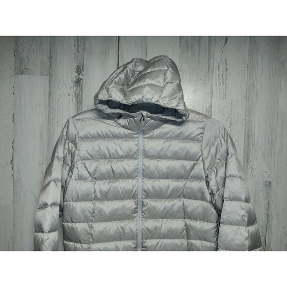 Eddie Bauer 650 Power Fill Ribbed Puffer Jacket Women’s Medium Gray - Picture 3 of 7